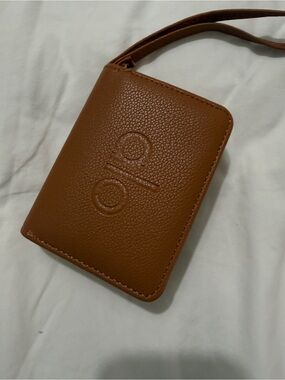 Men's Tan Leather Wristlet Wallet with Embossed Logo